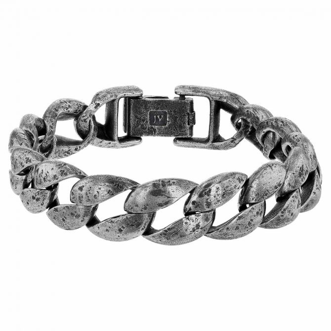 John Varvatos Sterling Silver Antique Finish Curb Link Chain Bracelet, 8"