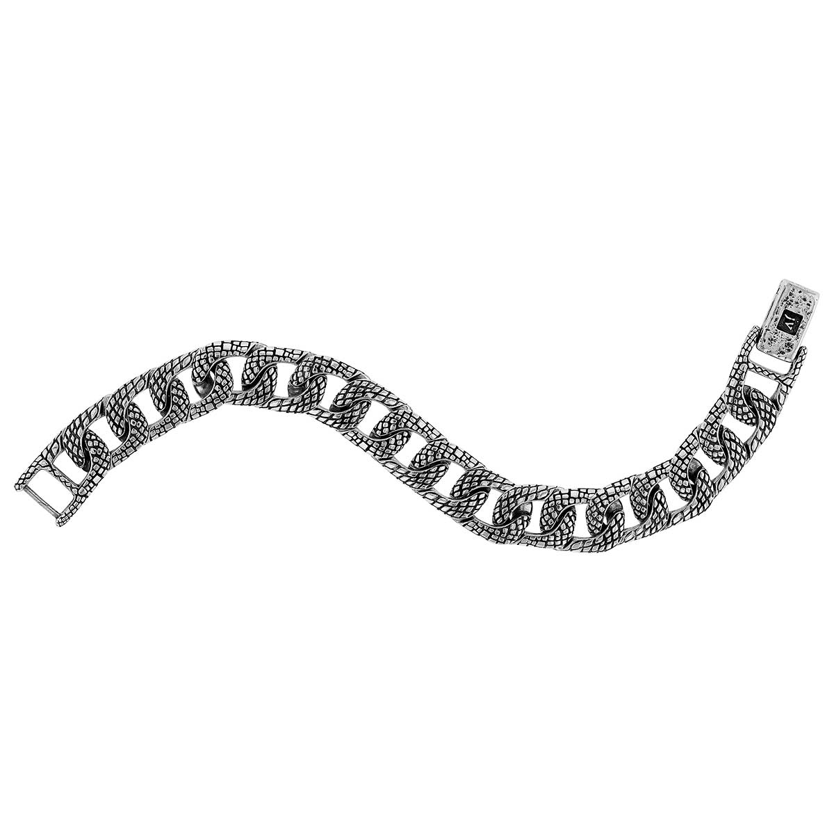 John Varvatos Sterling Silver Snakeskin Texture Chain Bracelet, 7.5