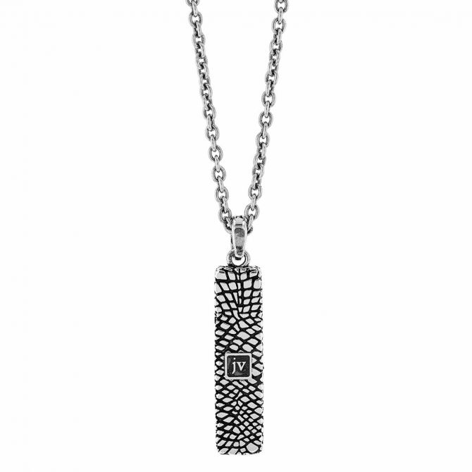 John Varvatos Sterling Silver Snakeskin Rectangle Pendant, 24"
