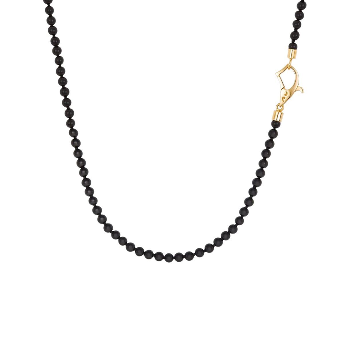 Marco Dal Maso Black Onyx Chalcedony Bead Necklace in Yellow Gold, 20
