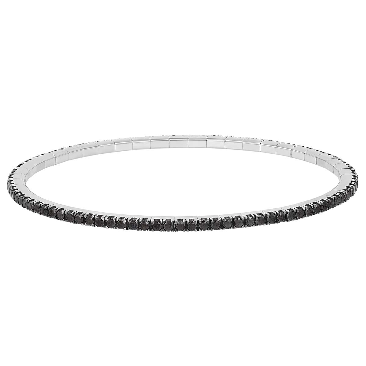 Demeglio Extensible Men's Black Diamond Stretch Tennis Bracelet in White Gold, 2.85 cttw