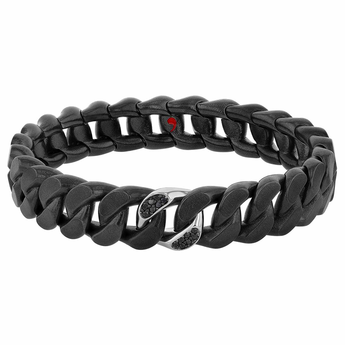 Roberto Demeglio Black Diamond & Black Titanium Curb Link Bracelet with White Gold Link