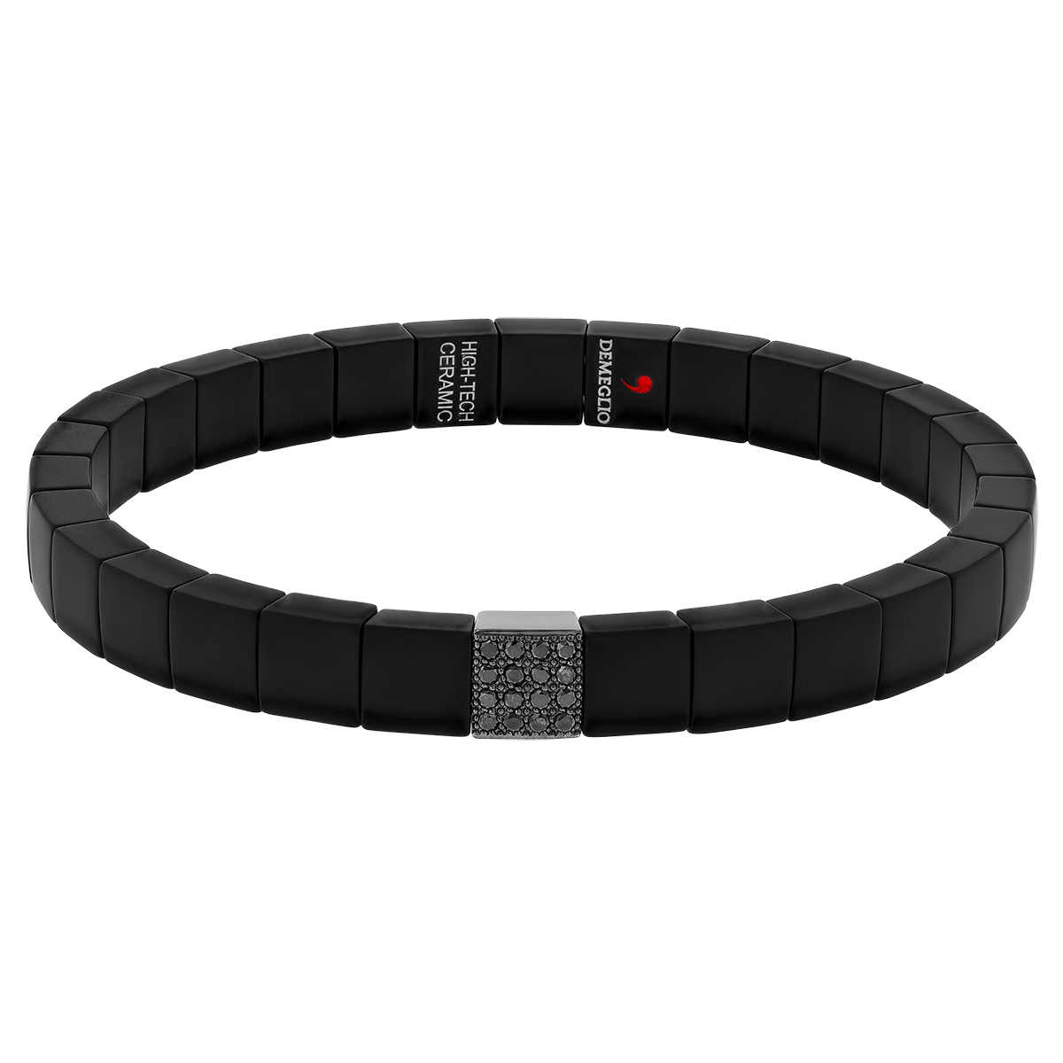 Roberto Demeglio Black Diamond Pavé Square & Black Ceramic Stretch Bracelet