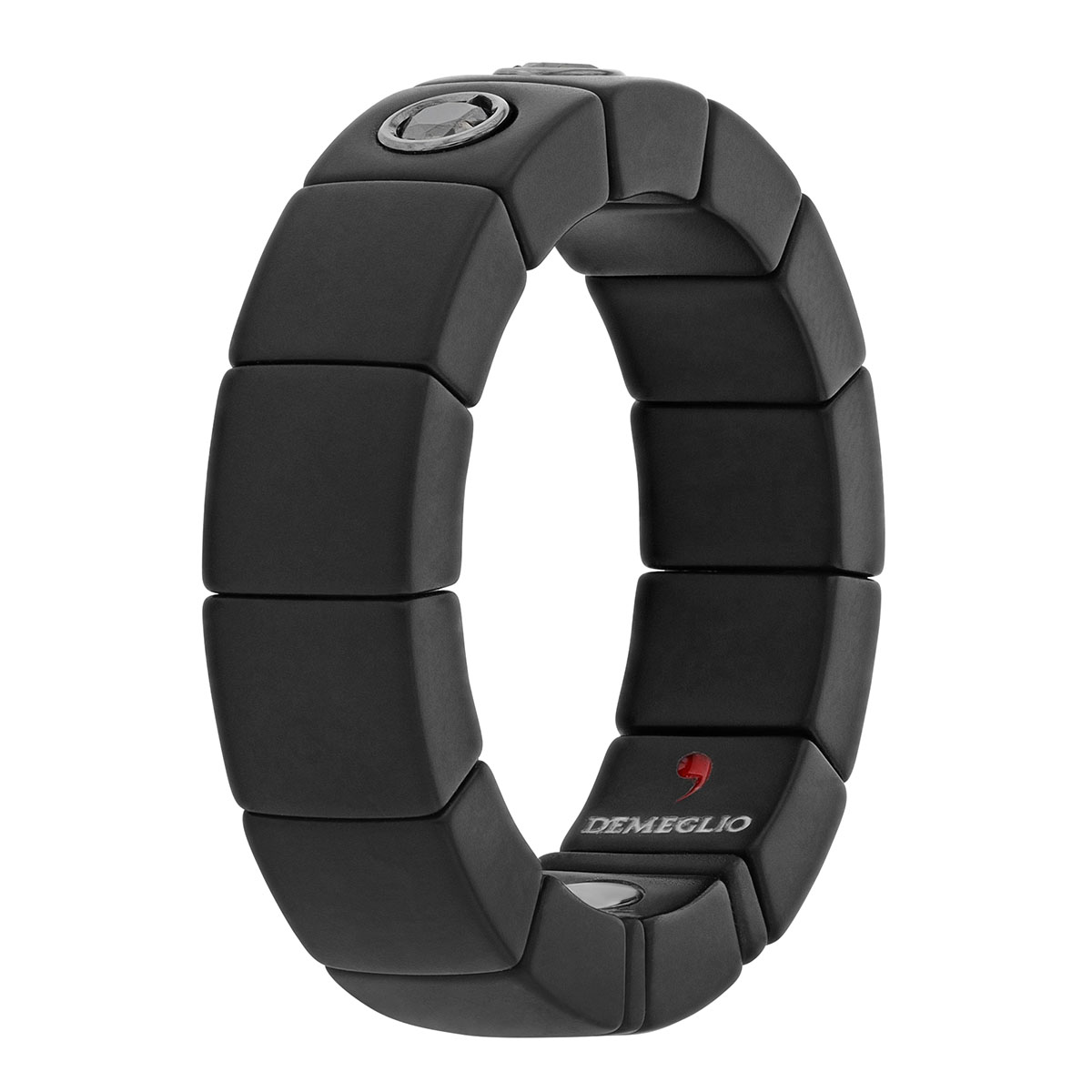 Demeglio Black Diamond 3 Stone Ring in Black Ceramic