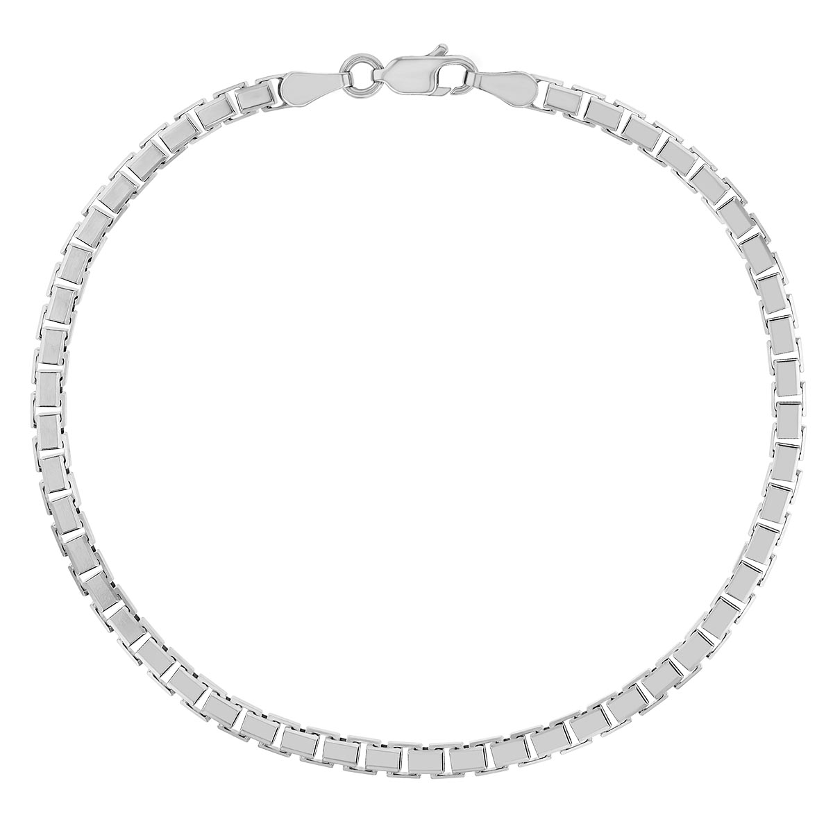 Sterling Silver 3.4mm Box Link Chain Bracelet, 8.5