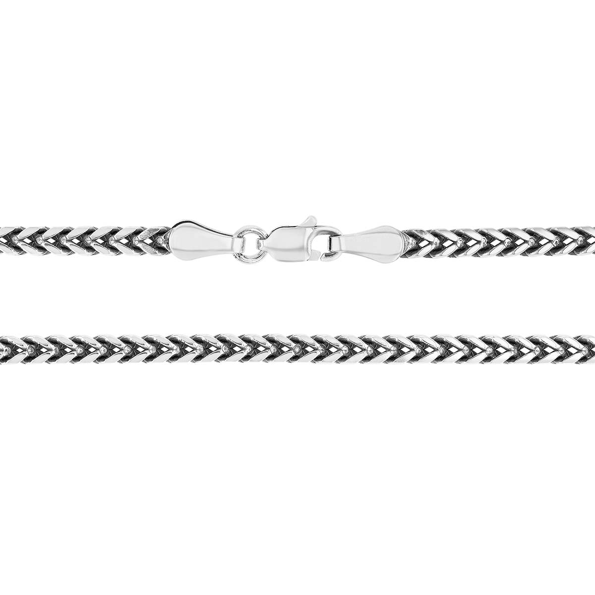 Sterling Silver 2.5 mm Oxidized Franco Chain, 22