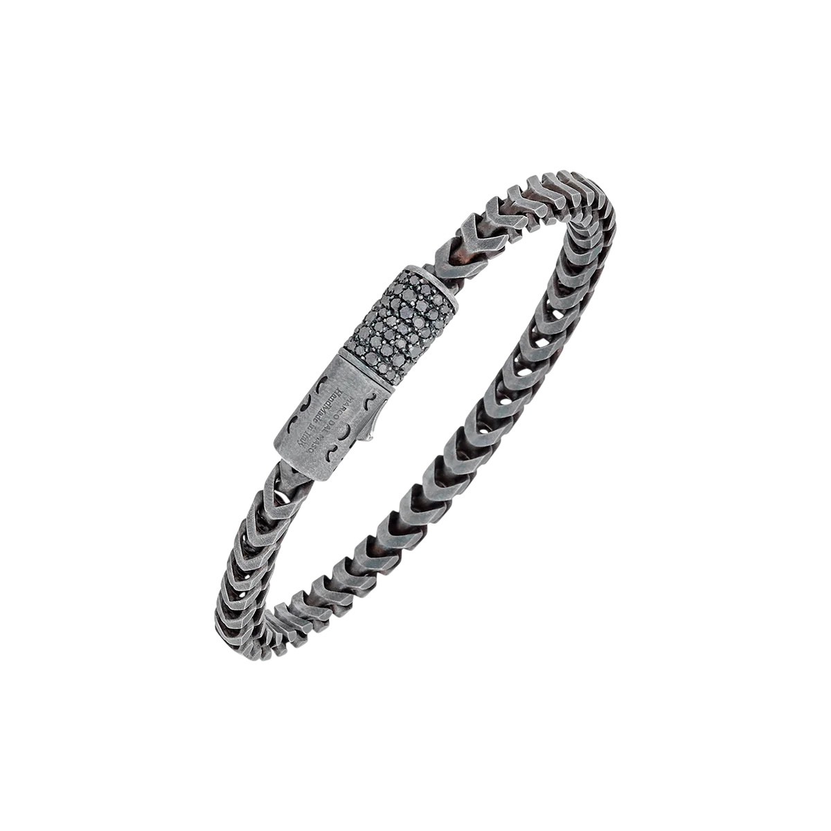 Marco Dal Maso Ulysses Black Diamond Block Chain Bracelet in Sterling Silver, 8