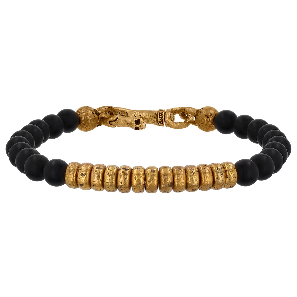 John Varvatos Black Onyx Chalcedony & Brass Bracelet, 8