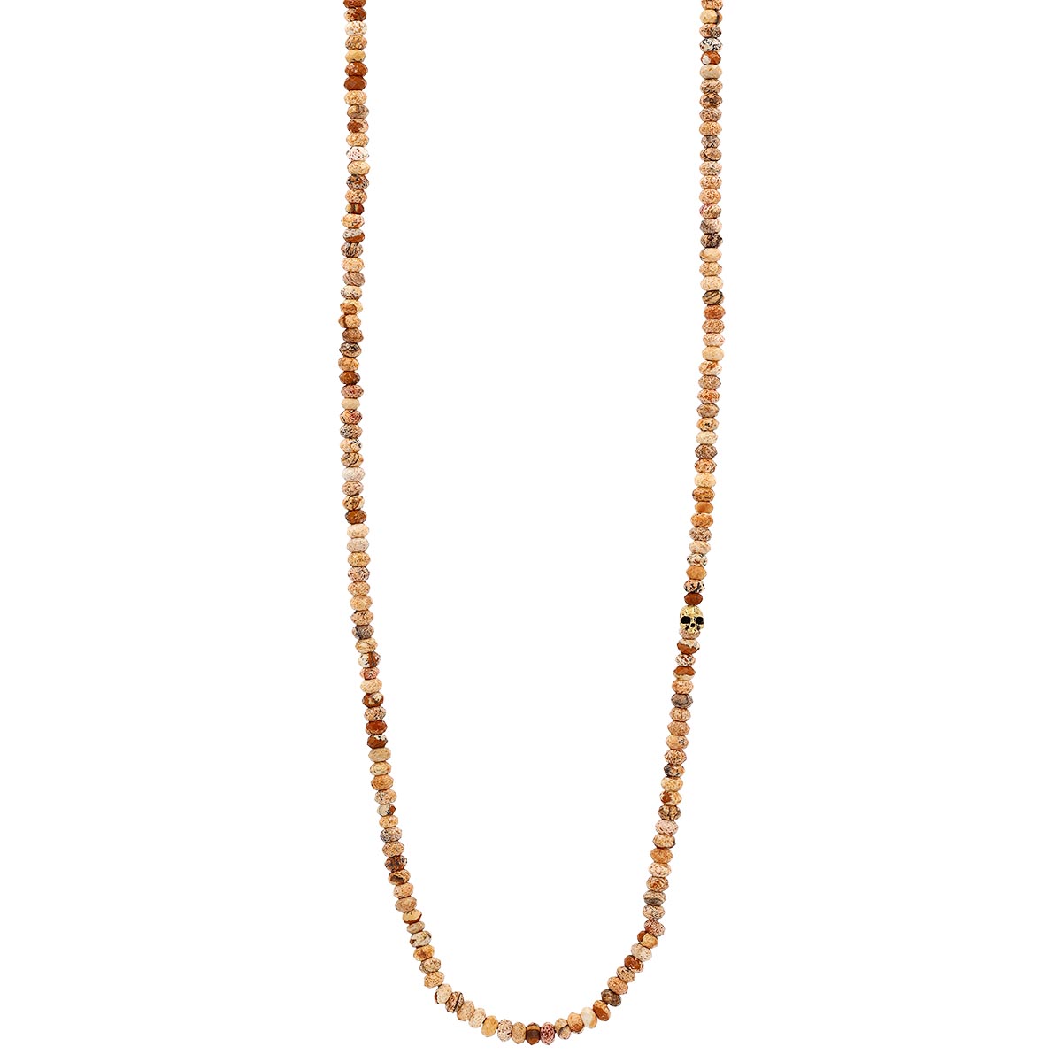 John Varvatos Jasper Chalcedony Bead Necklace in Brass, 24