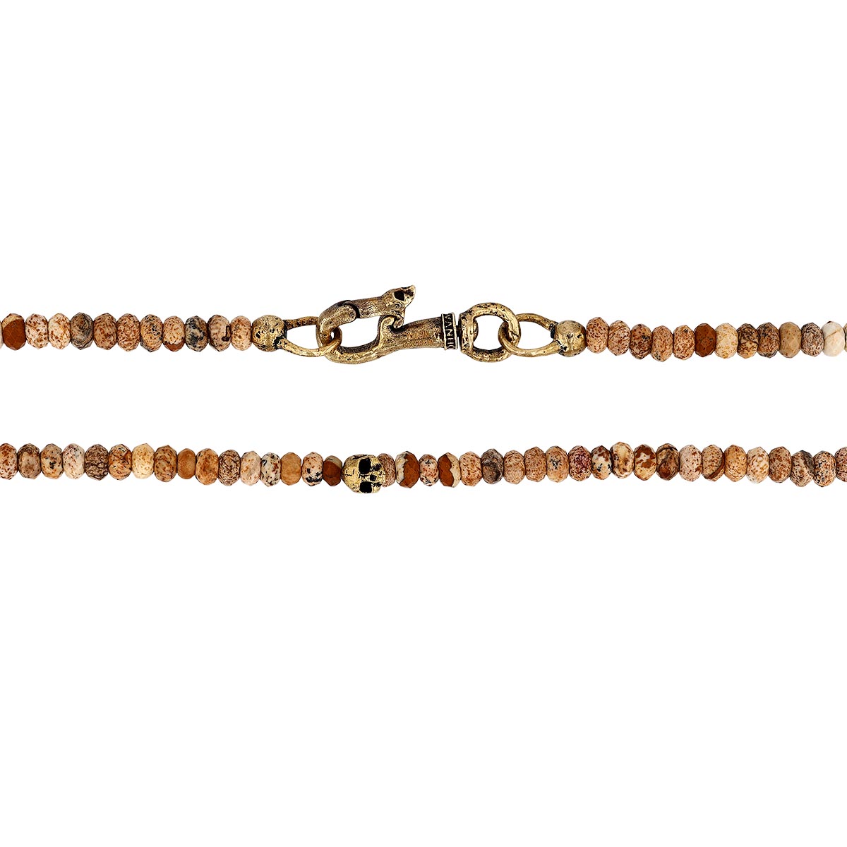 John Varvatos Jasper Chalcedony Bead Necklace in Brass, 24