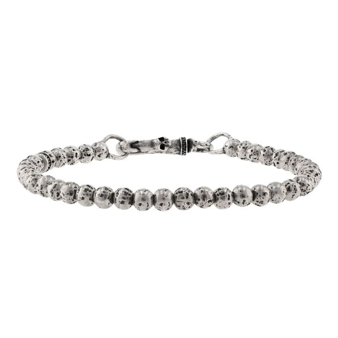 John Varvatos Distressed Sterling Silver Beaded Bracelet, 8"
