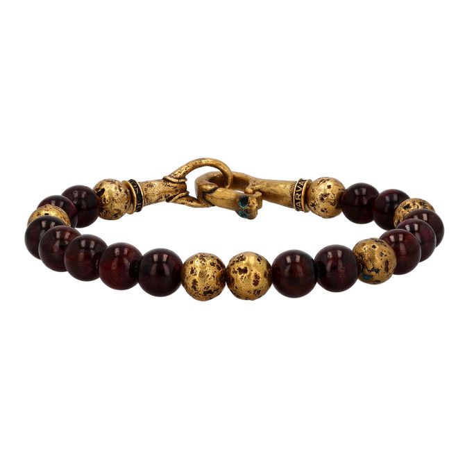John Varvatos Garnet Bead & Brass Bracelet, 8"