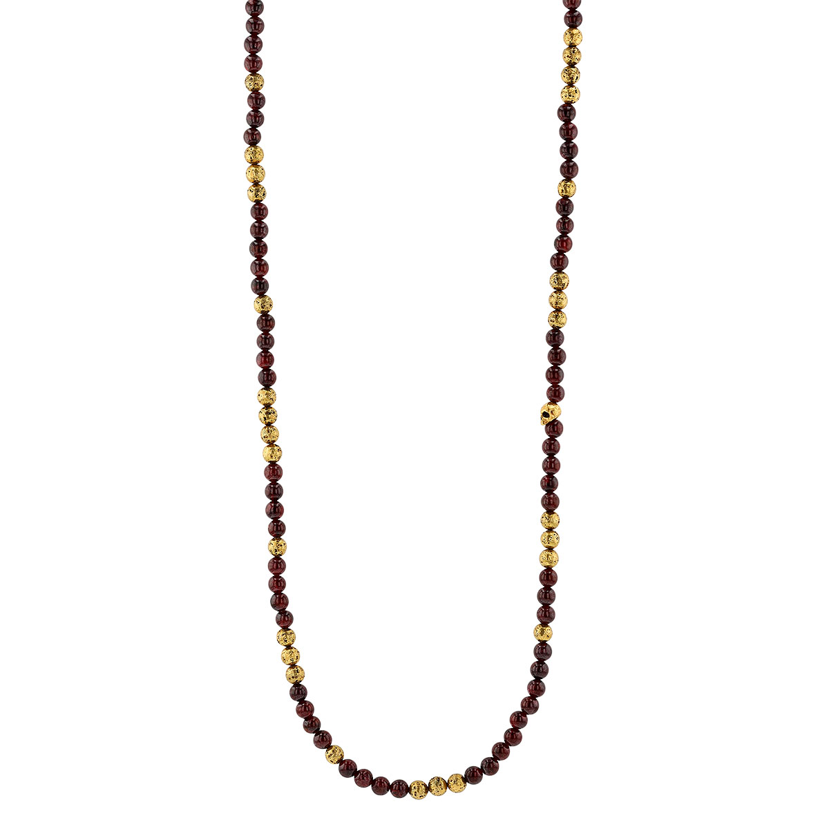 John Varvatos Garnet Bead & Brass Necklace, 24