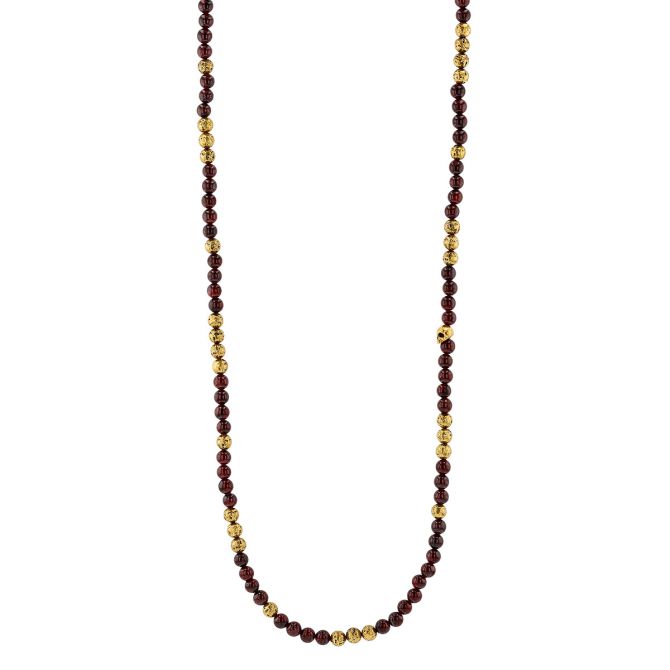 John Varvatos Garnet Bead & Brass Necklace, 24"