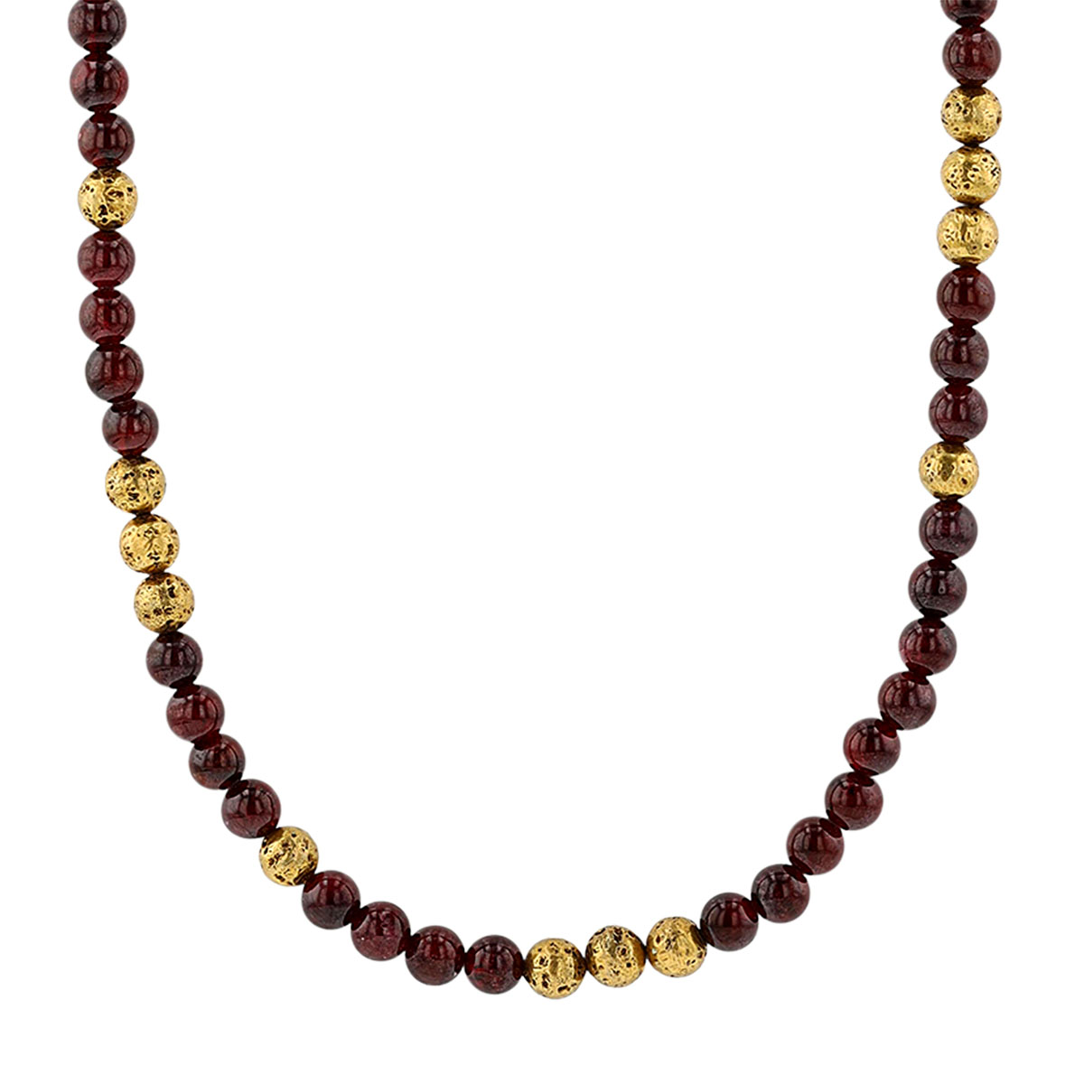 John Varvatos Garnet Bead & Brass Necklace, 24
