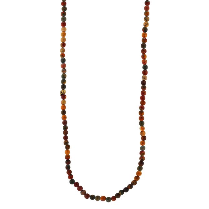 John Varvatos Jasper Chalcedony Bead Necklace in Brass, 24"