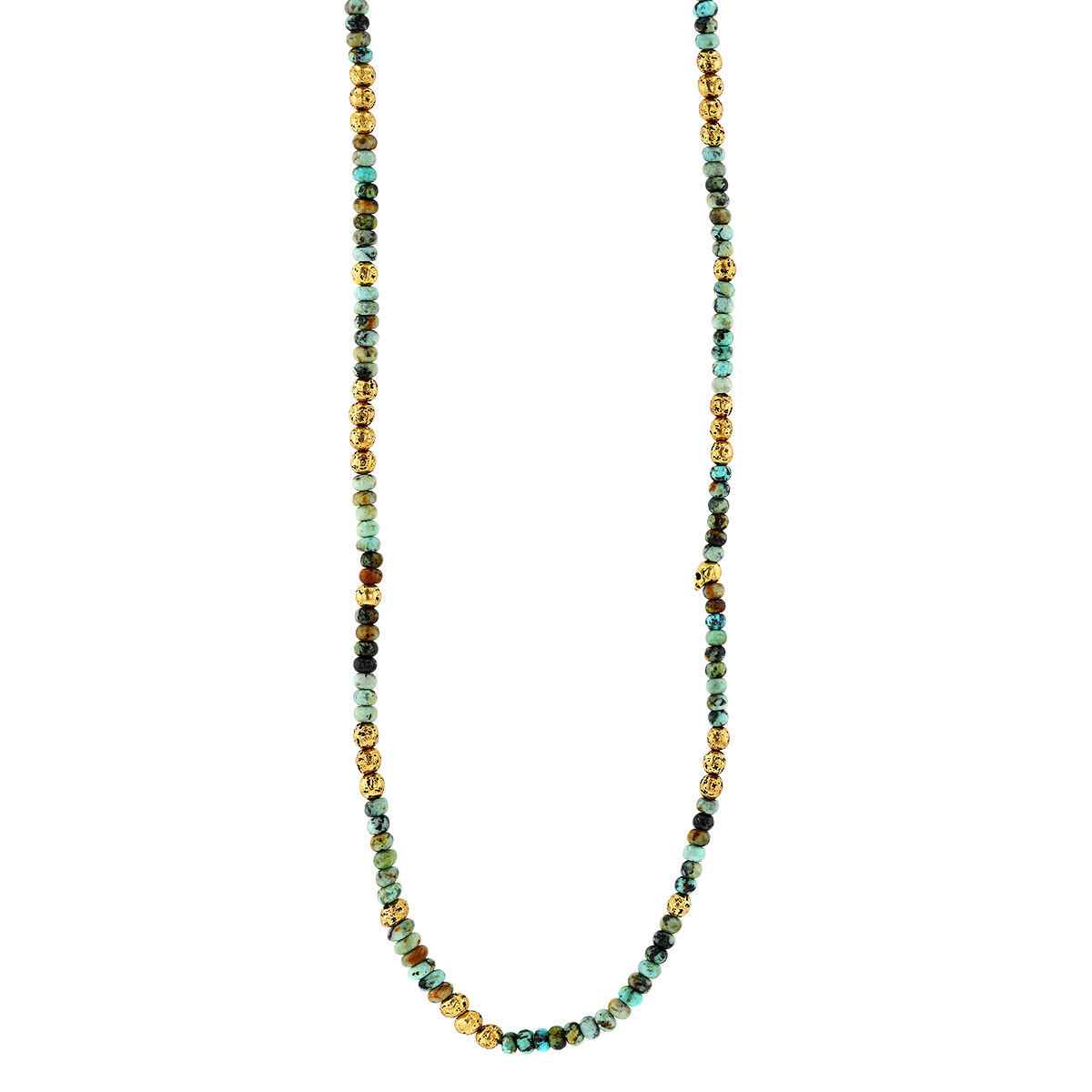 John Varvatos Turquoise & Brass Bead Necklace, 24