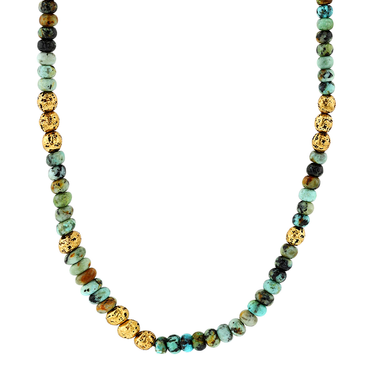 John Varvatos Turquoise & Brass Bead Necklace, 24