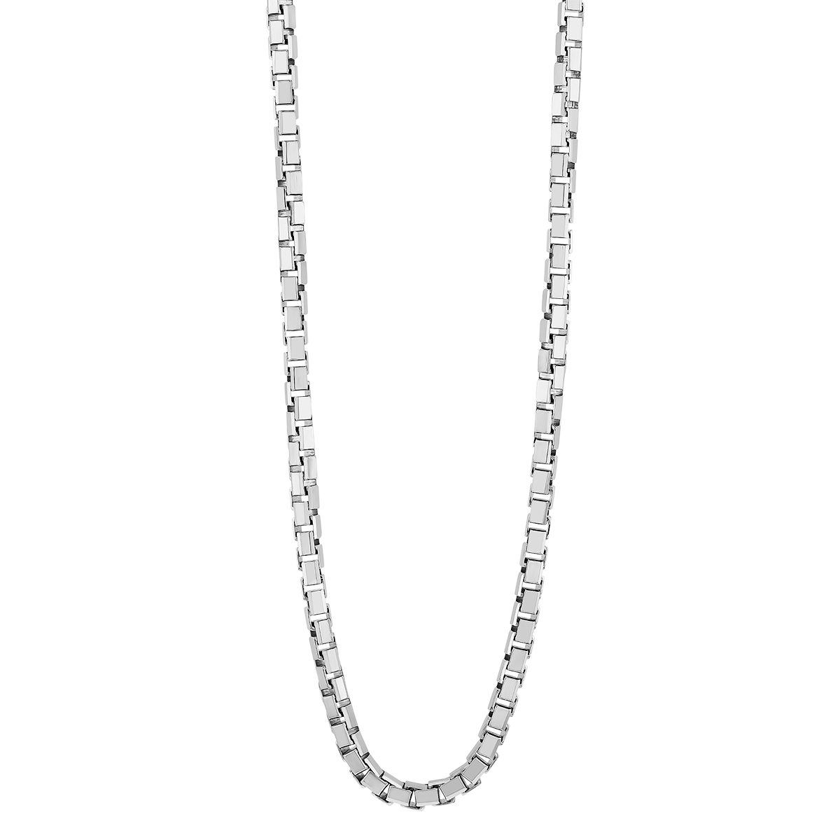 Sterling Silver Men's Box Chain, 3.4 mm, 22