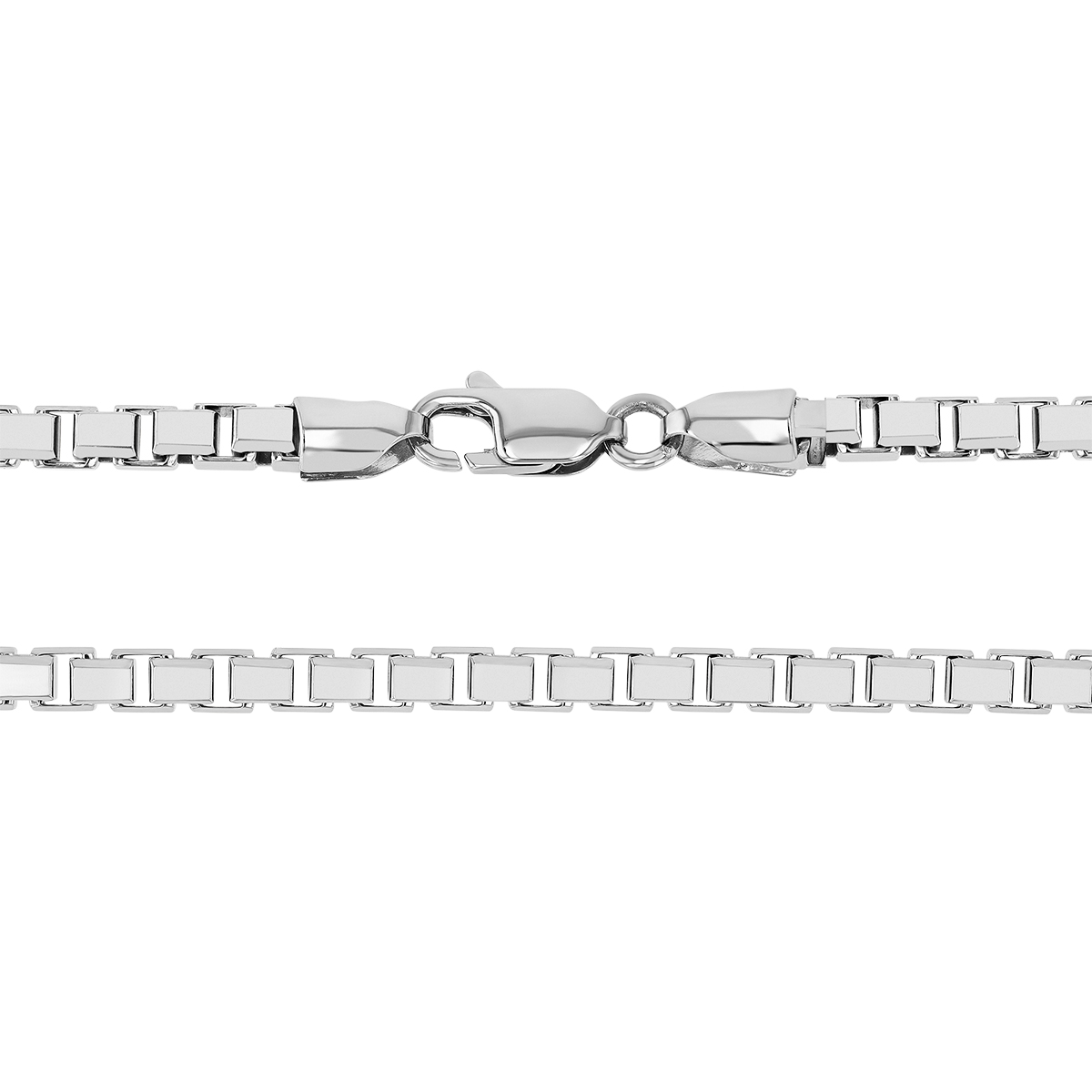 Sterling Silver Men's Box Chain, 3.4 mm, 22