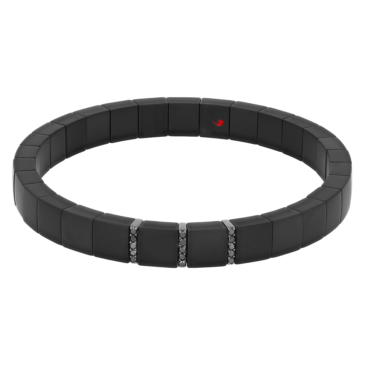 Roberto Demeglio Scacco Matte Black Ceramic Stretch Bracelet with Black Diamond Bars