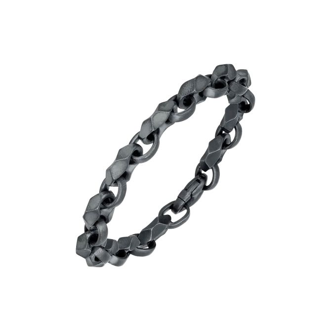 Marco Dal Maso Ulysses Oxidized Sterling Silver Faceted Link Chain Bracelet