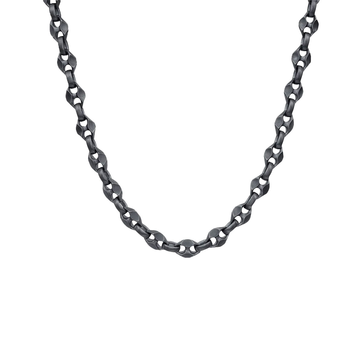 Marco Dal Maso Ulysses Oxidized Sterling Silver Faceted Link Chain Necklace, 22.5