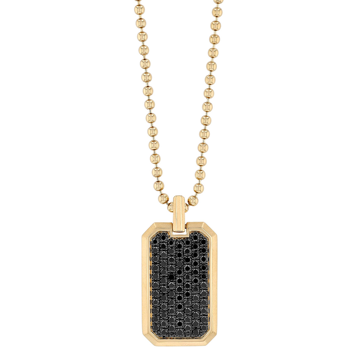 Frederic Sage Black Diamond Pave Men's Tag Pendant in Yellow Gold, 22