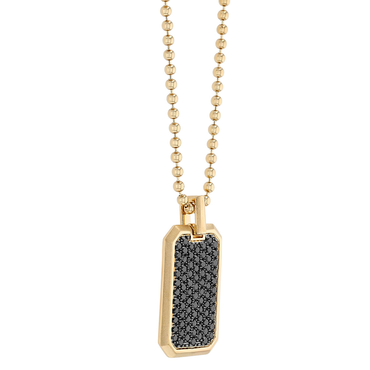 Frederic Sage Black Diamond Pave Men's Tag Pendant in Yellow Gold, 22