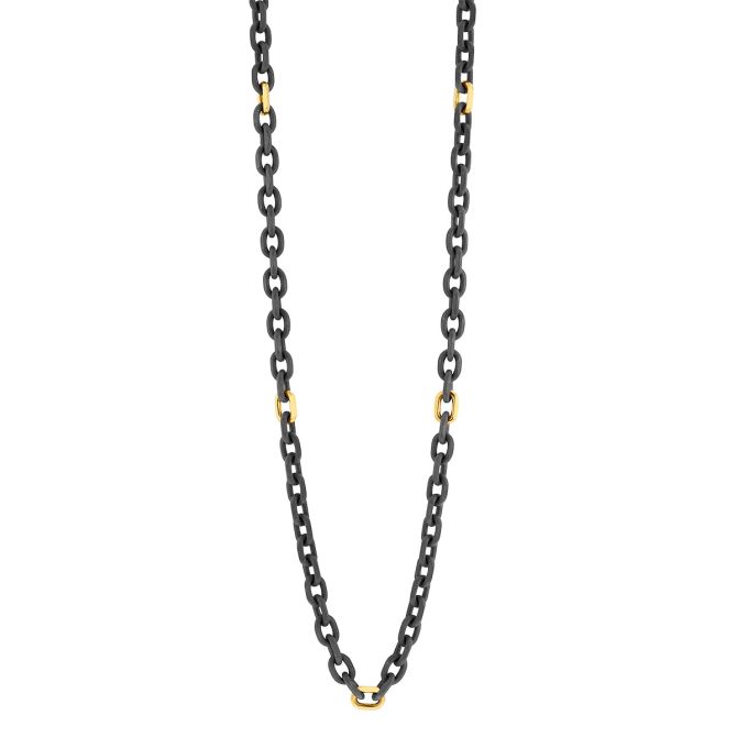Men's Titanium & Yellow Gold Link Chain Necklace, 22"