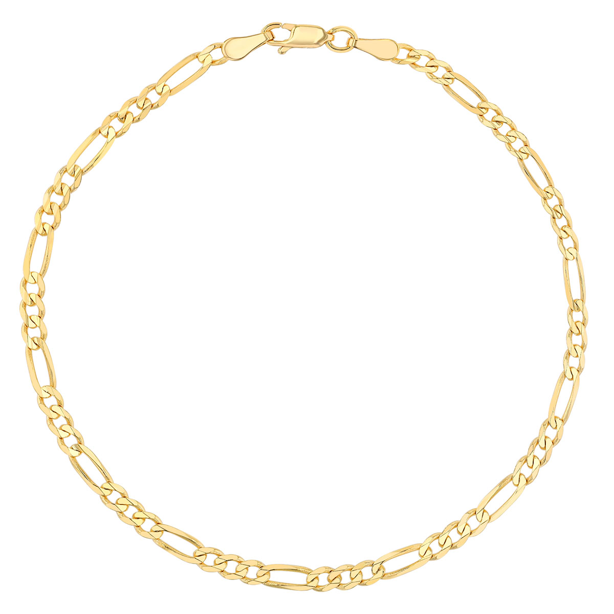 Yellow Gold 3.2mm Figaro Chain Bracelet, 8