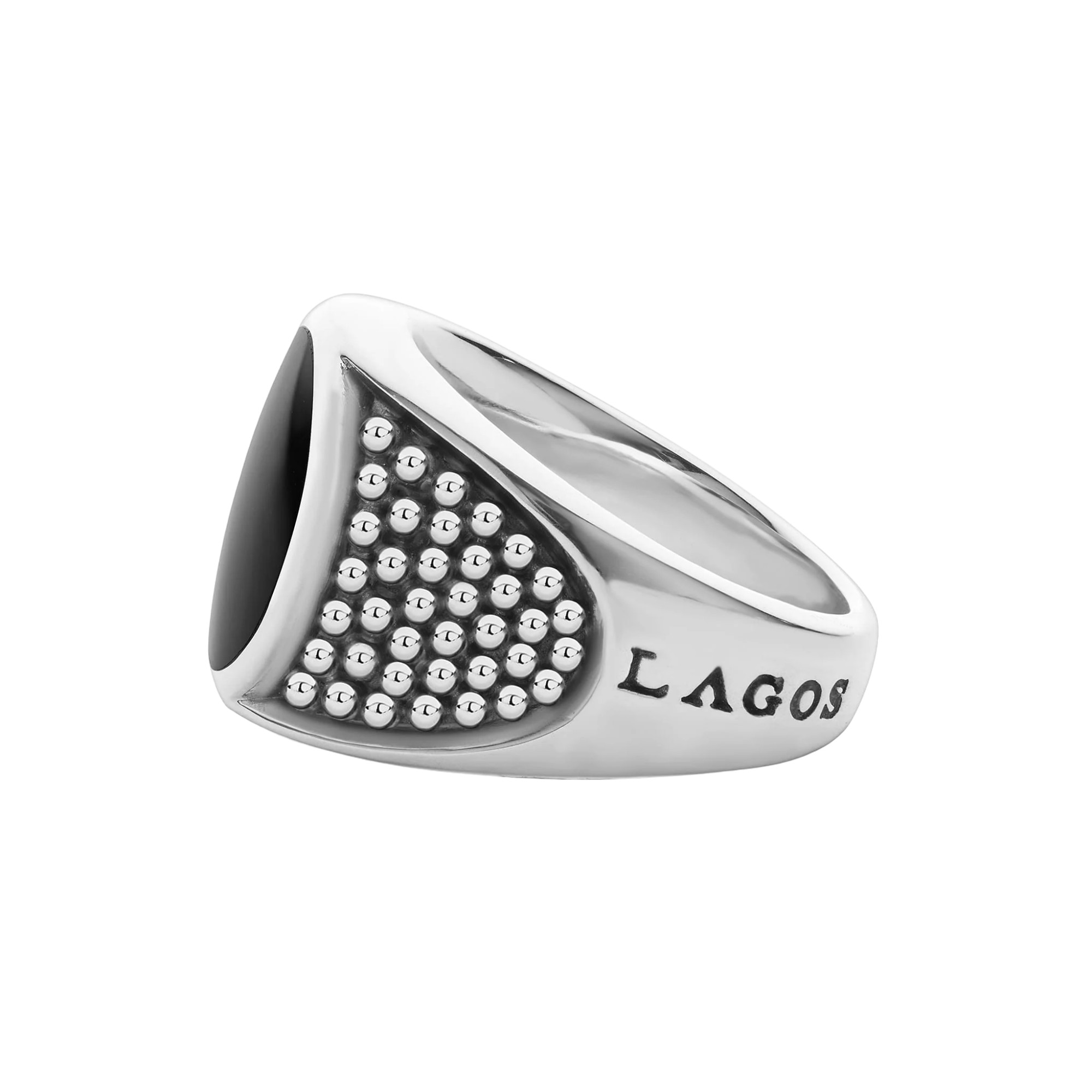 LAGOS Anthem Black Agate Oval Band Ring, Size 10