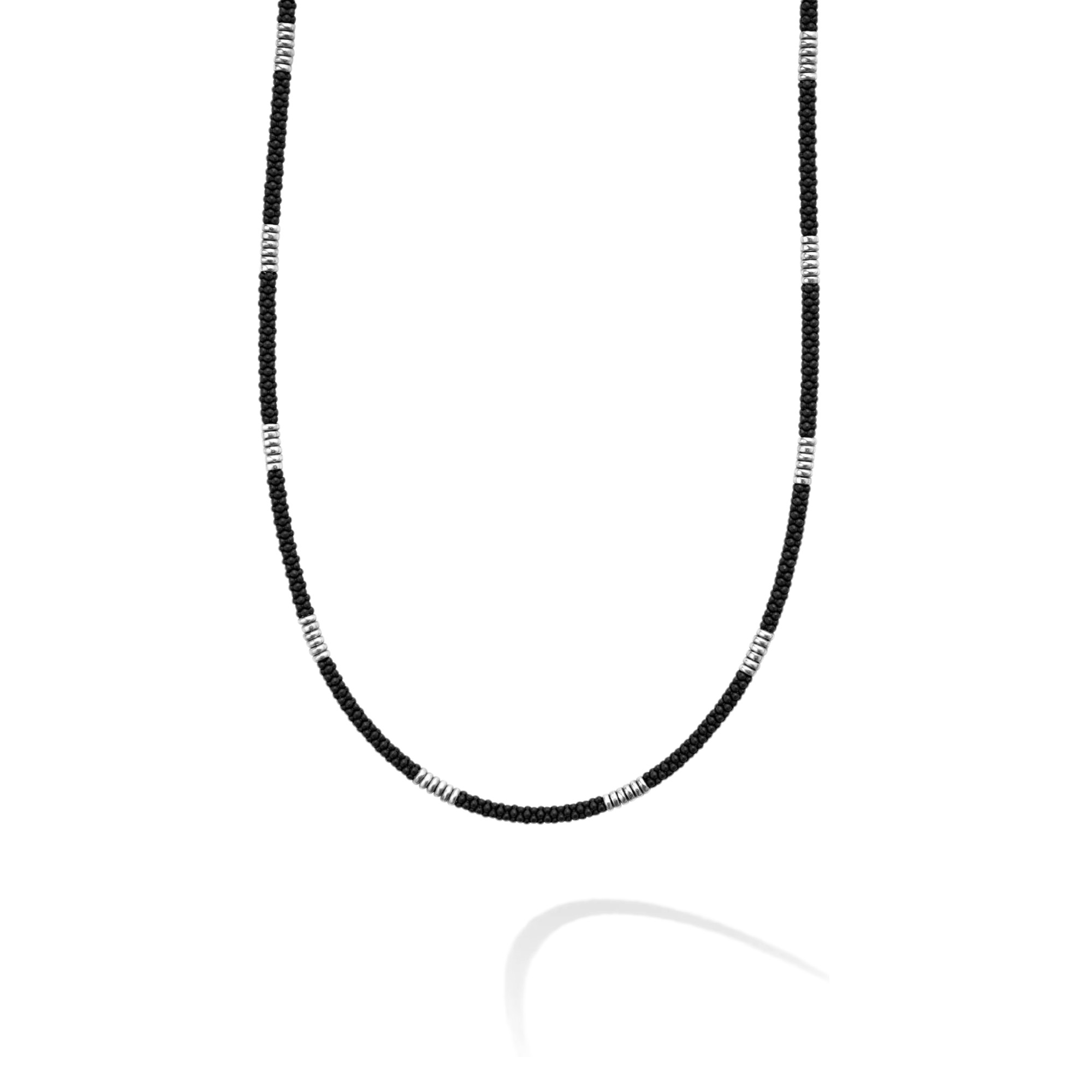 LAGOS Black Caviar Silver Station Matte Ceramic Beaded Necklace, 22