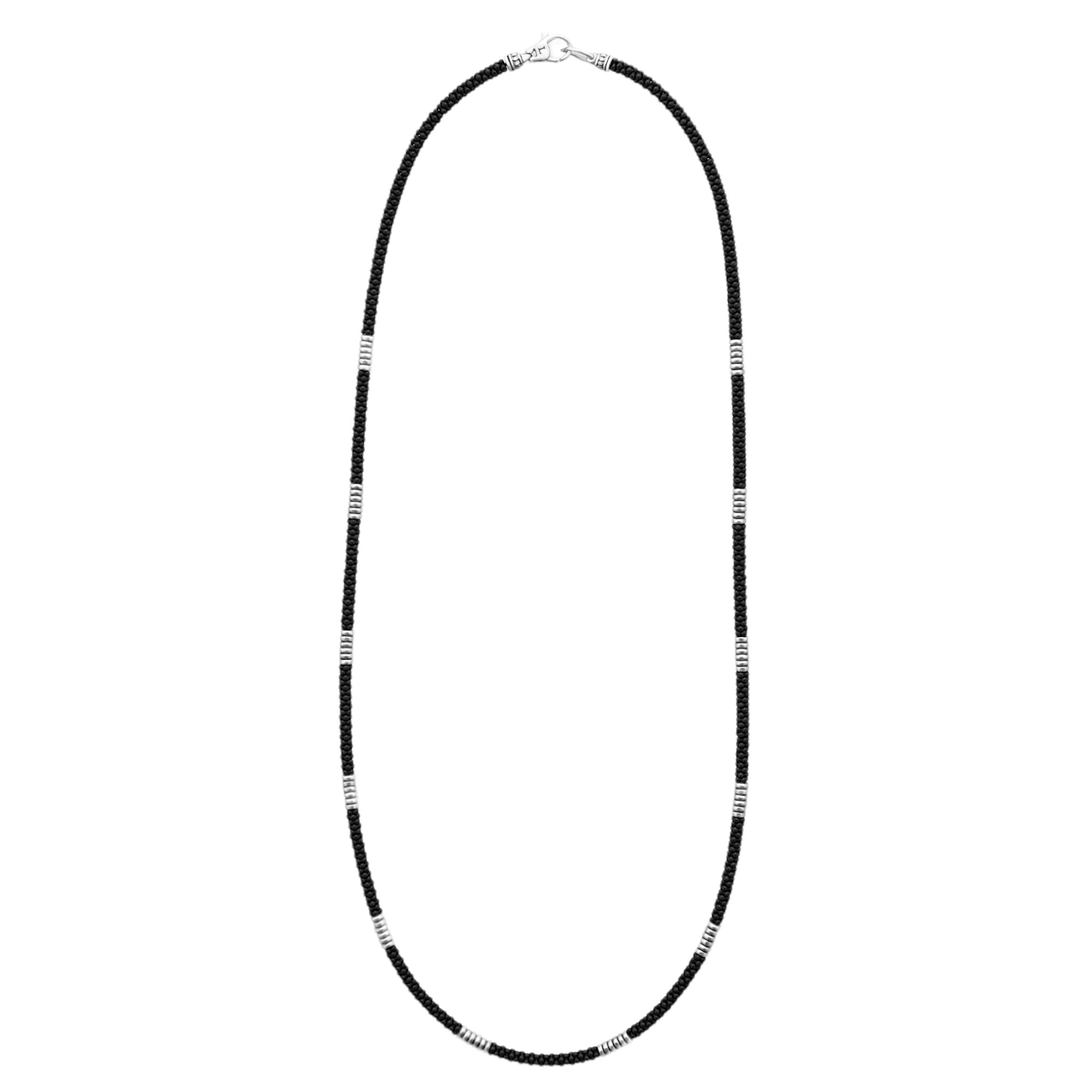 LAGOS Black Caviar Silver Station Matte Ceramic Beaded Necklace, 22