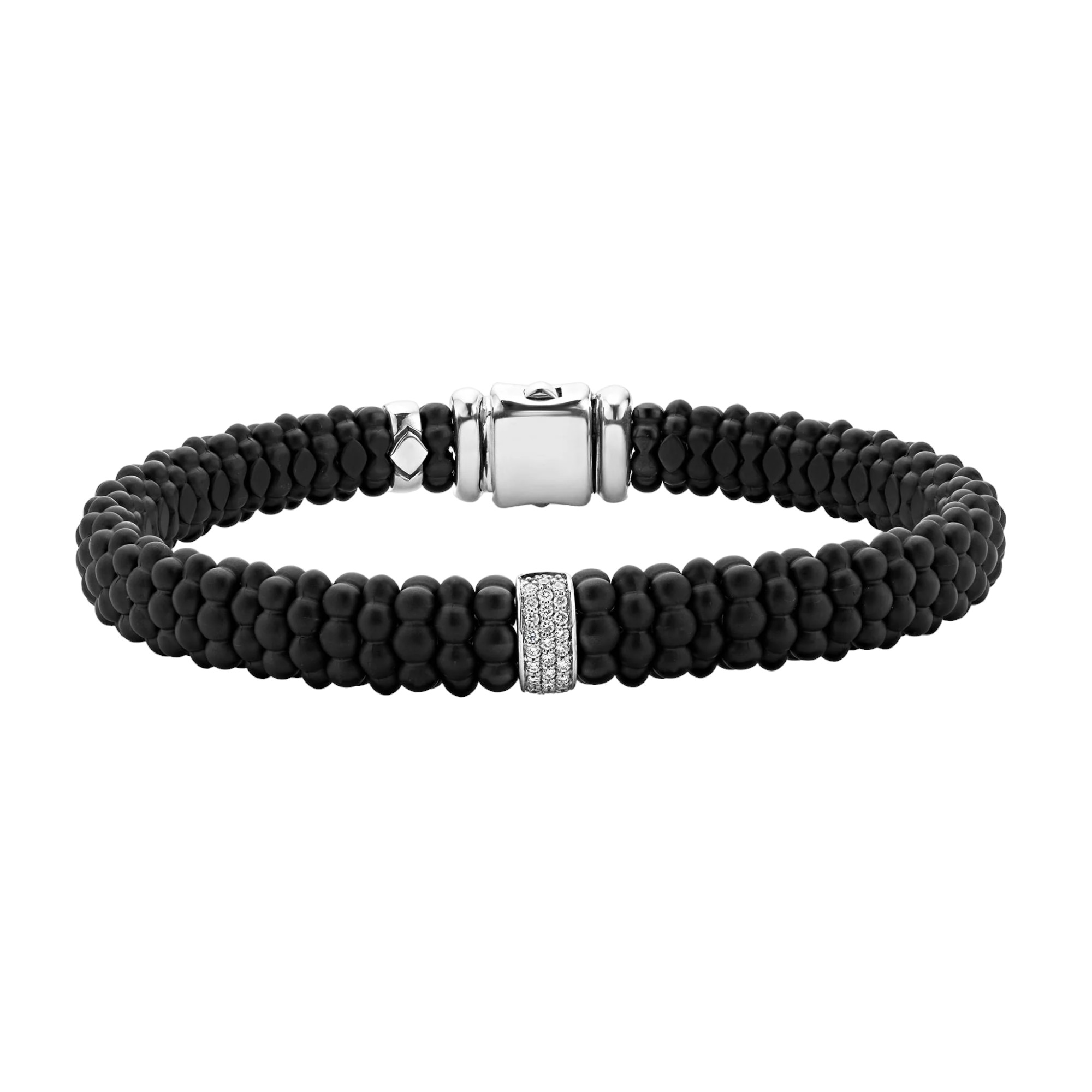 LAGOS Black Caviar Single Station Matte Ceramic Diamond Bracelet, 9 mm