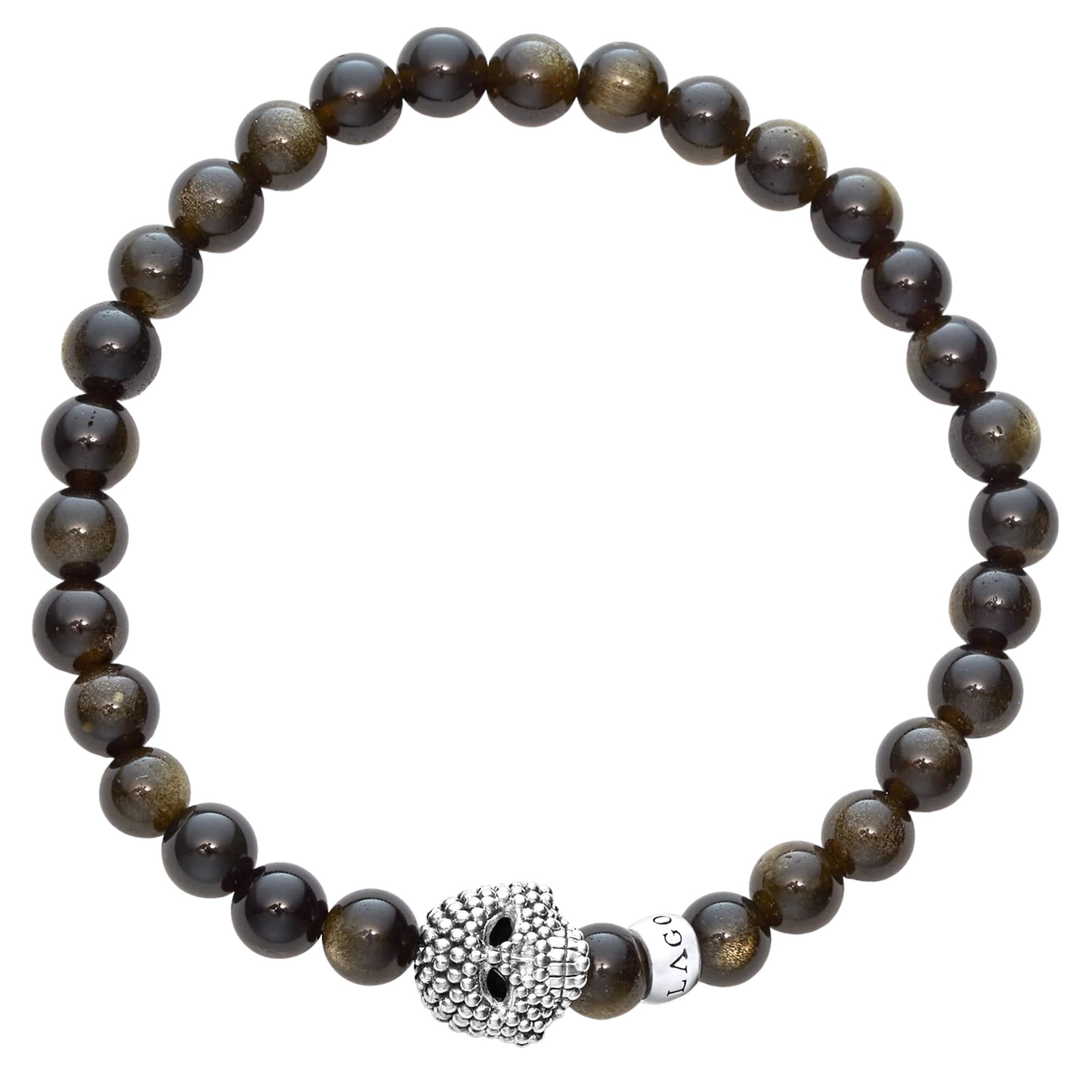 LAGOS Anthem Golden Obsidian Skull Bracelet, Size L