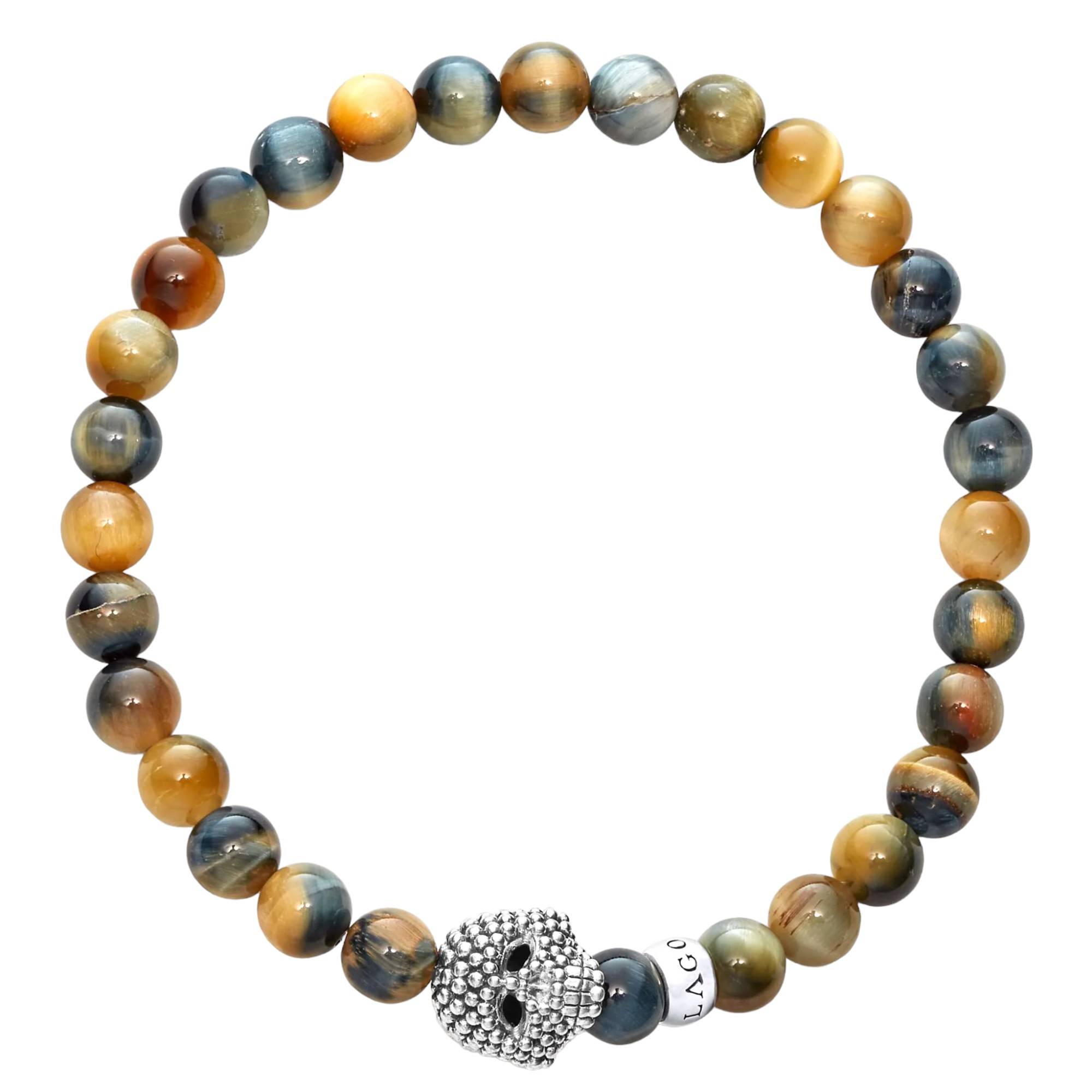 LAGOS Anthem Tigereye Skull Bracelet, Size L