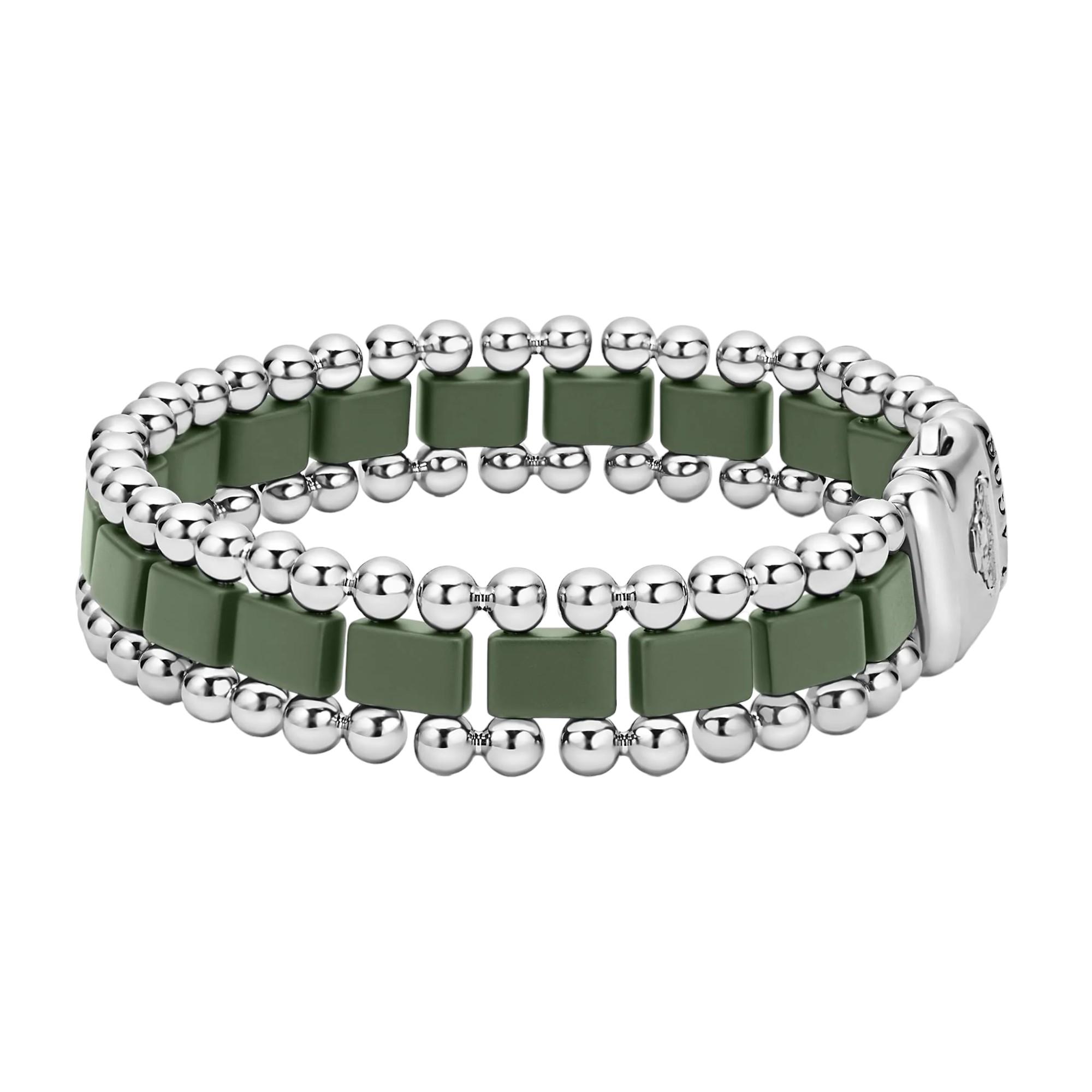 LAGOS Anthem Matte Hunter Green Ceramic Link Bracelet, Size L