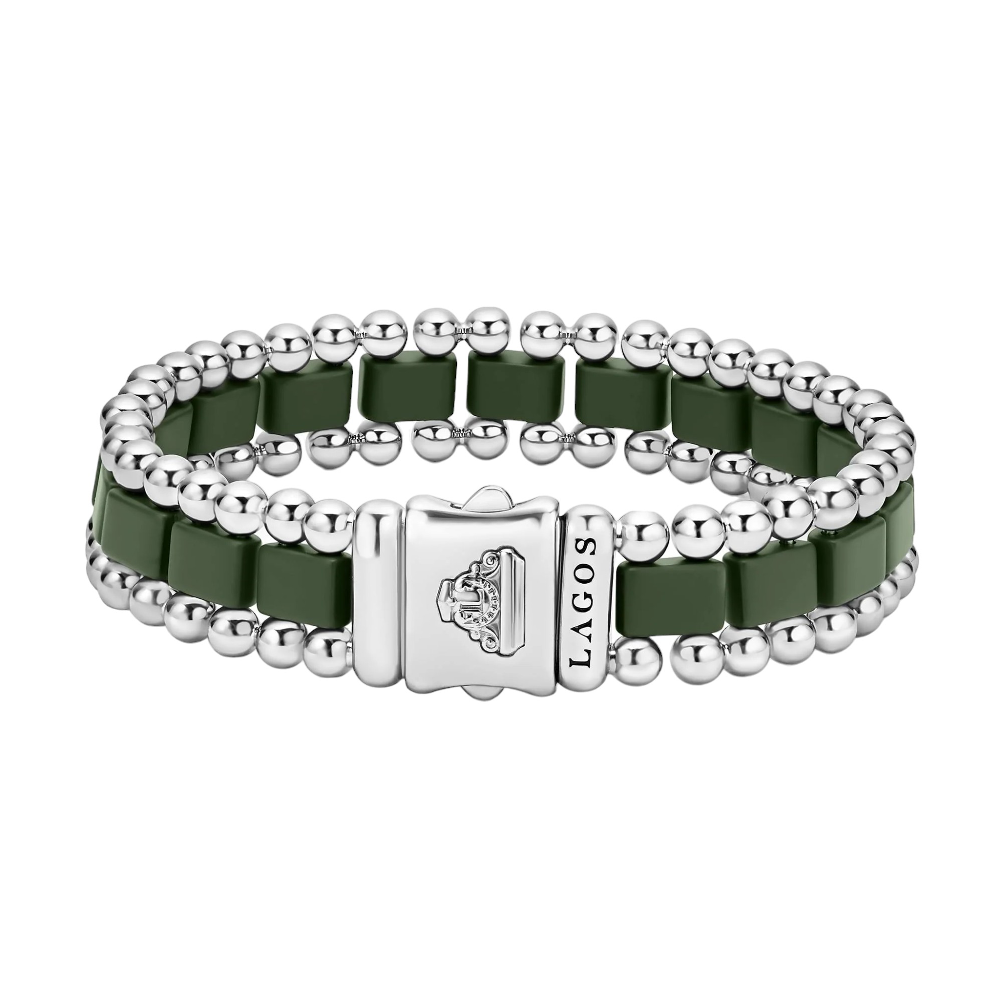LAGOS Anthem Matte Hunter Green Ceramic Link Bracelet, Size L