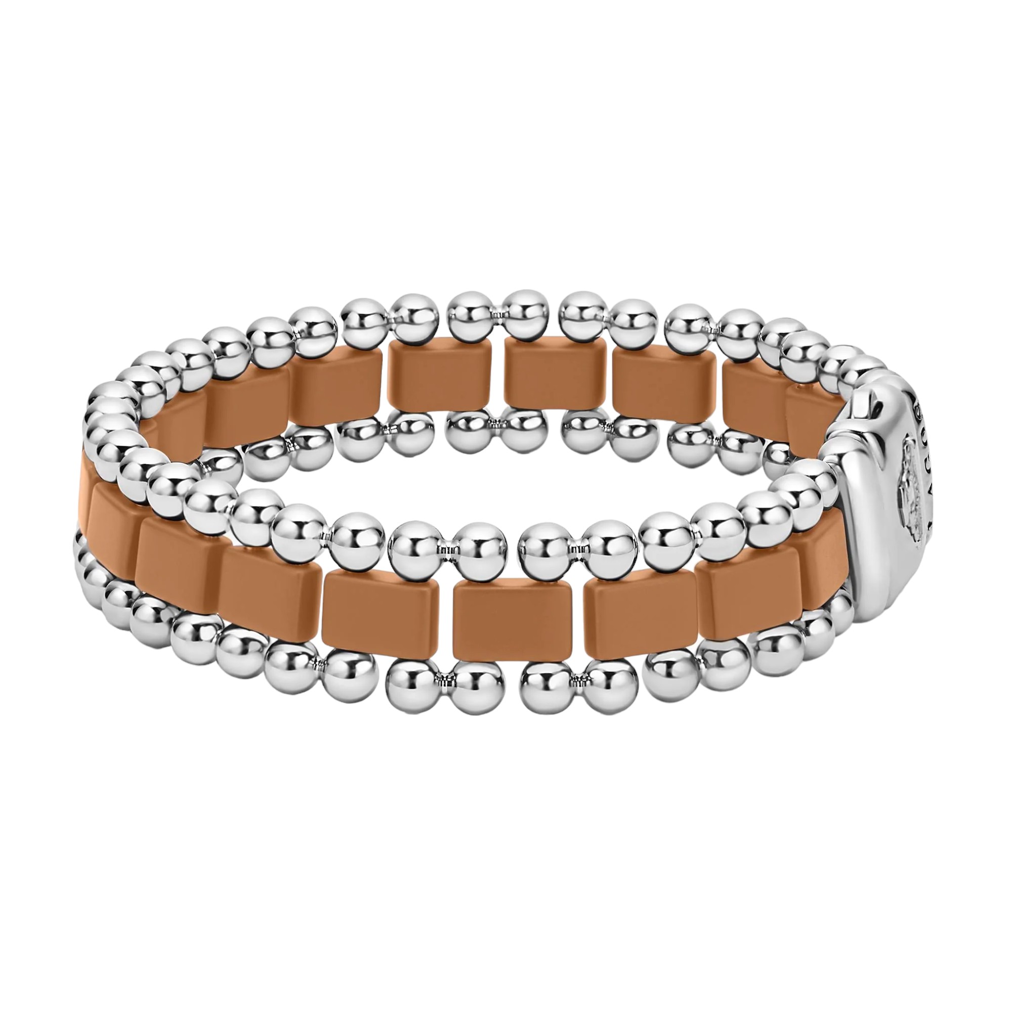 LAGOS Anthem Matte Tan Ceramic Link Bracelet, Size L