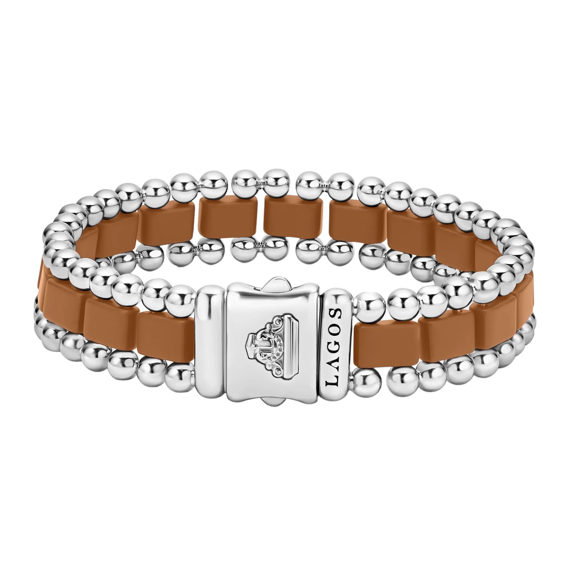 LAGOS Anthem Matte Tan Ceramic Link Bracelet, Size L