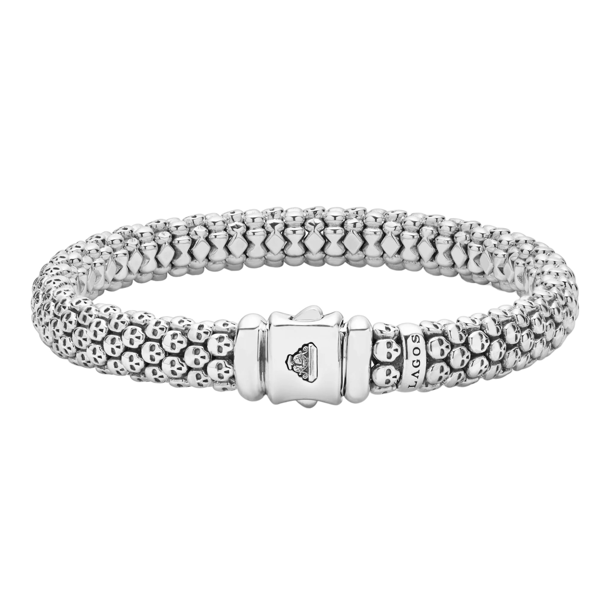 LAGOS Anthem Caviar Skull Bracelet, 9 mm, Size M