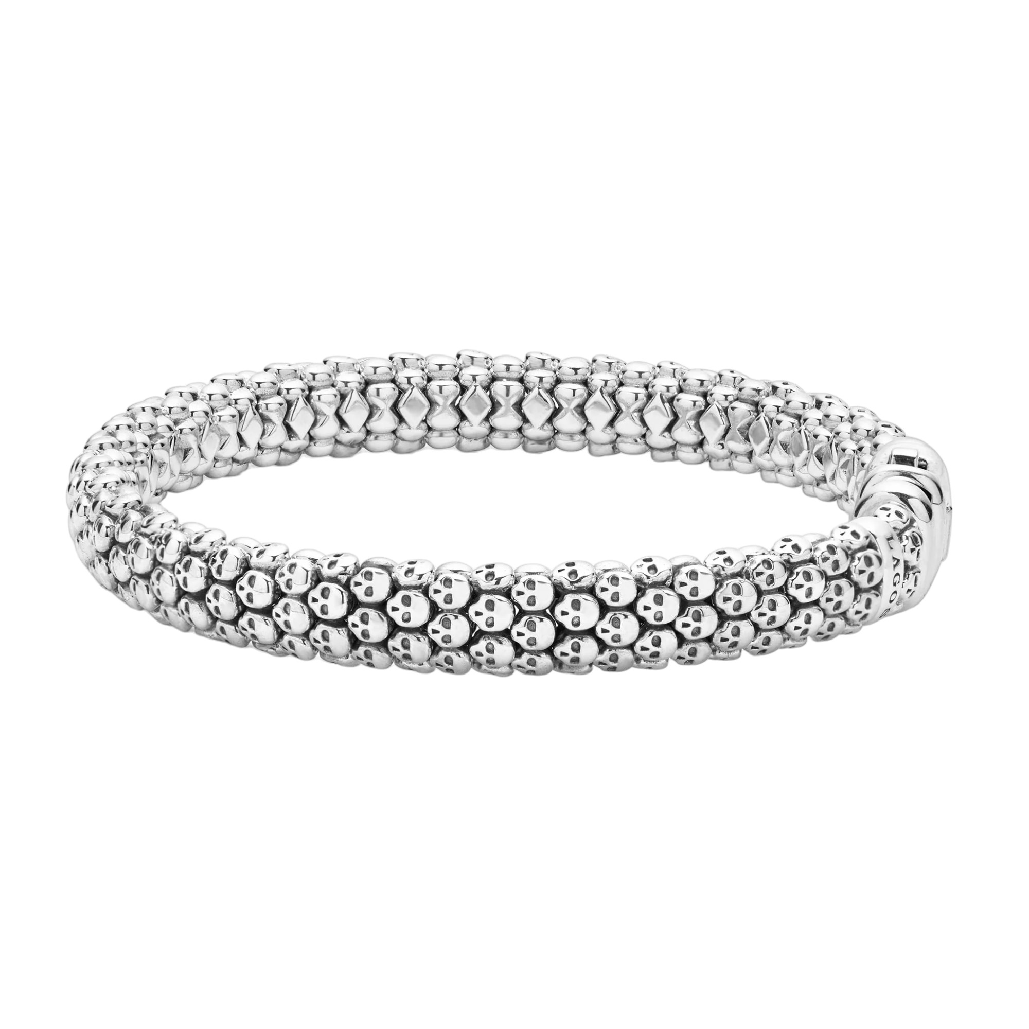 LAGOS Anthem Caviar Skull Bracelet, 9 mm, Size L