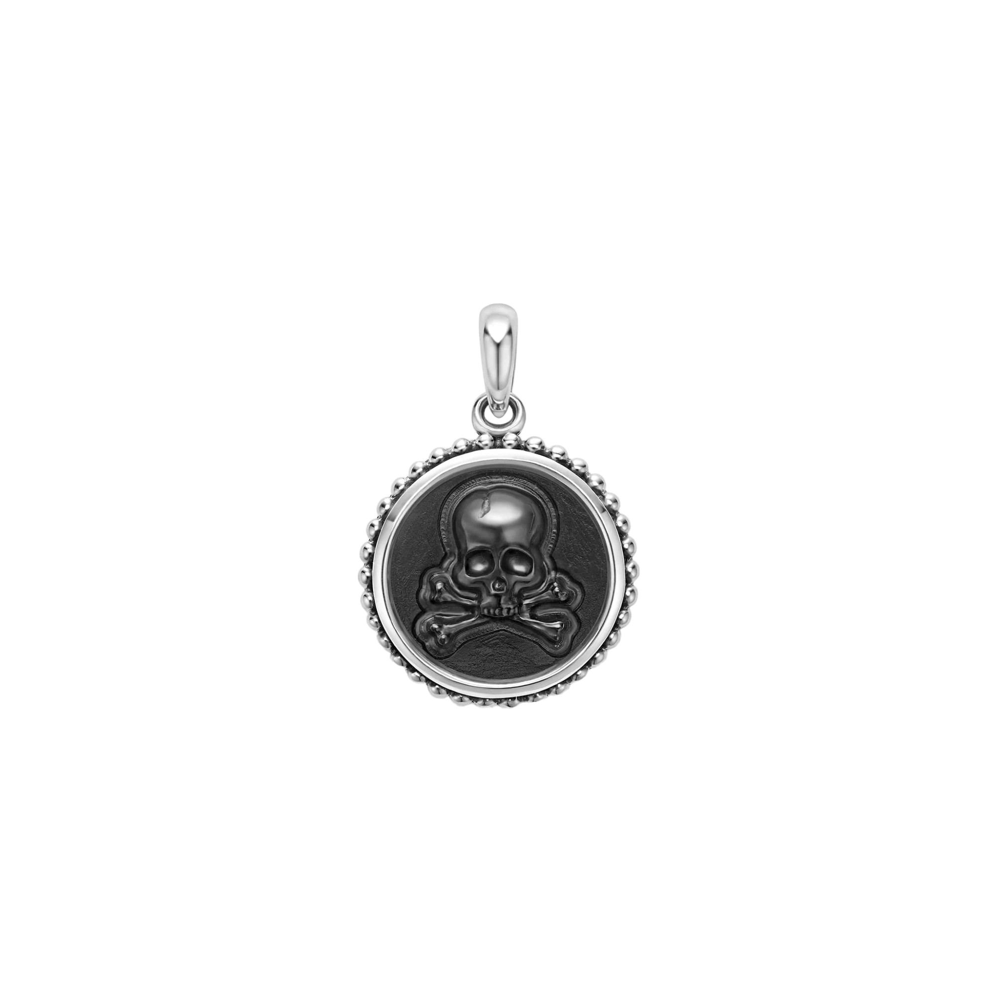 LAGOS Anthem Small Onyx Skull Crossbone Amulet