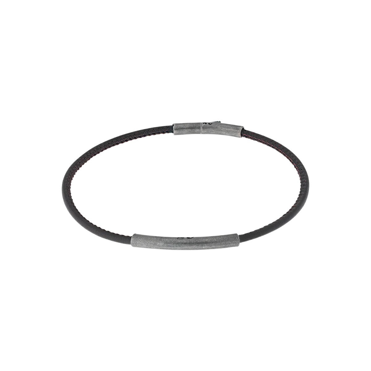 Marco Dal Maso Lash Brown Leather Classy Bracelet with Oxidized Sterling Silver