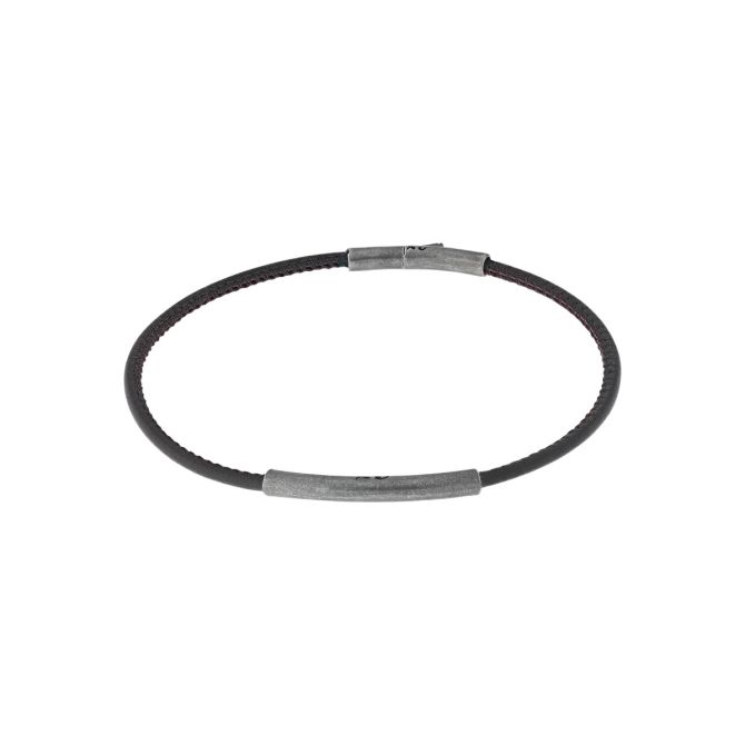 Marco Dal Maso Lash Brown Leather Classy Bracelet with Oxidized Sterling Silver