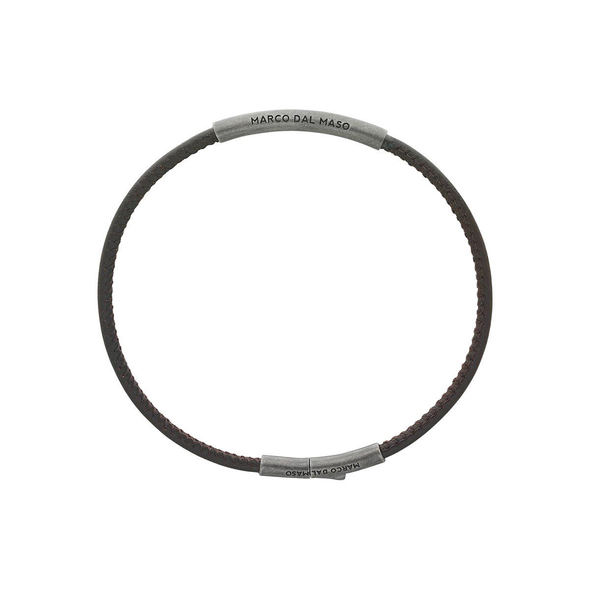 Marco Dal Maso Lash Brown Leather Classy Bracelet with Oxidized Sterling Silver