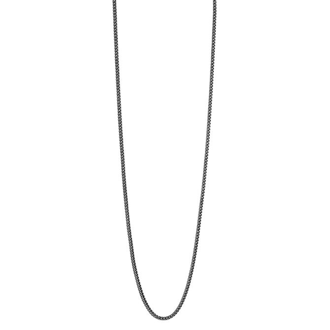 Oxidized Sterling Silver Men's Franco Chain, 1.9 mm, 24"