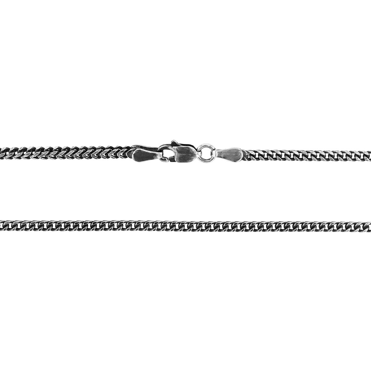 Oxidized Sterling Silver Men's Franco Chain, 1.9 mm, 24