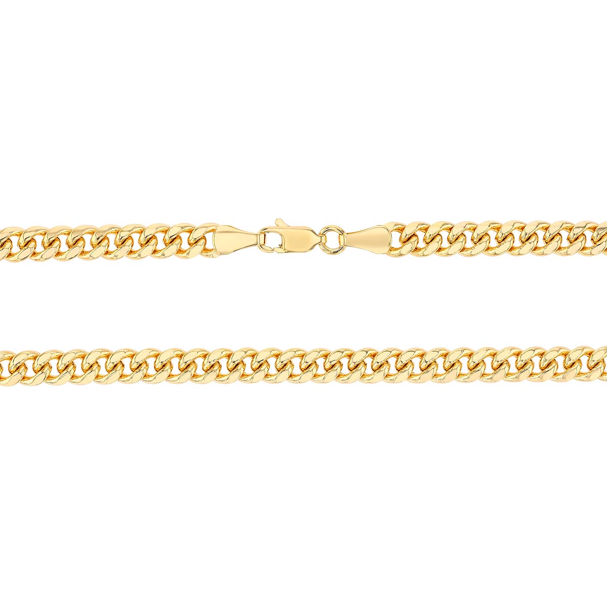 Yellow Gold Men's Hollow Cuban Chain, 5.35 mm, 24